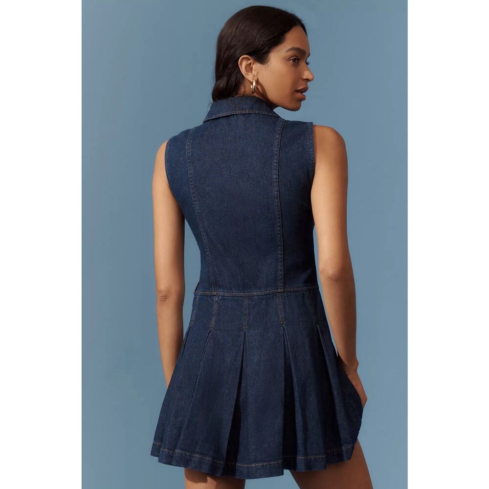 NWT Reformation Arella Denim Mini Dress Organic Cotton Sleeveless Size 10 - Picture 4 of 10